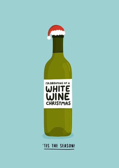 Funny Christmas Card - White Wine created by Inky in the Wild