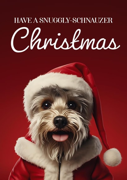 Cute Santa Schnauzer dog Christmas card created by WigglyCards