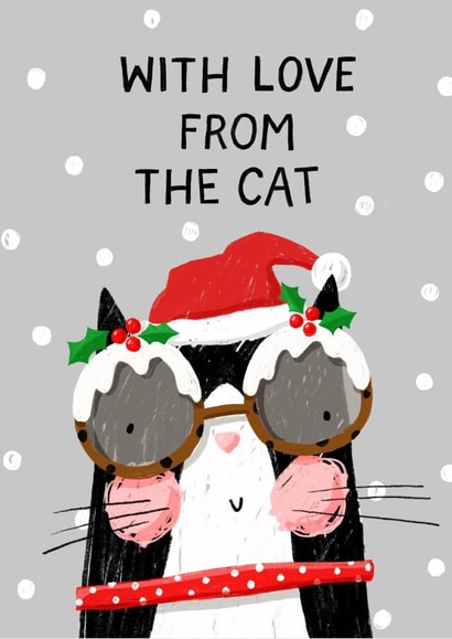 Cute - Festive - Cat - With Love From The Cat Christmas Card created by Nicola Watson