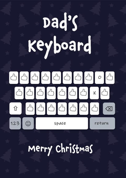 Merry Christmas funny emoji thumbs up card for dad text father keyboard cheeky created by Daisy Jo Design