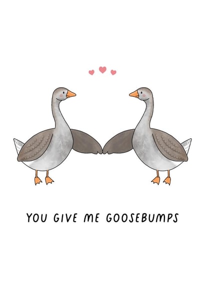 Cute Anniversary Card - You Give Me Goosebumps - Punny Gender Neutral Card created by February Stars Art