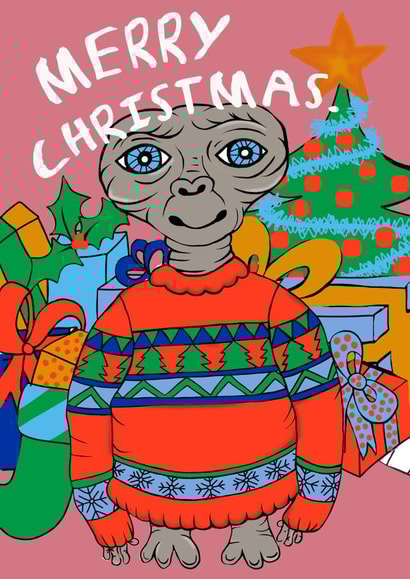 ET Christmas card, et fans, extra terrestrial created by Milk & Roses