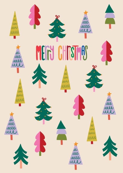 Pretty Christmas Card - Colourful Trees created by Raspberry Blossom