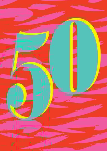Groovy 50th Birthday Card - 60's Pattern created by Paperlink and Meraki Greeting Cards
