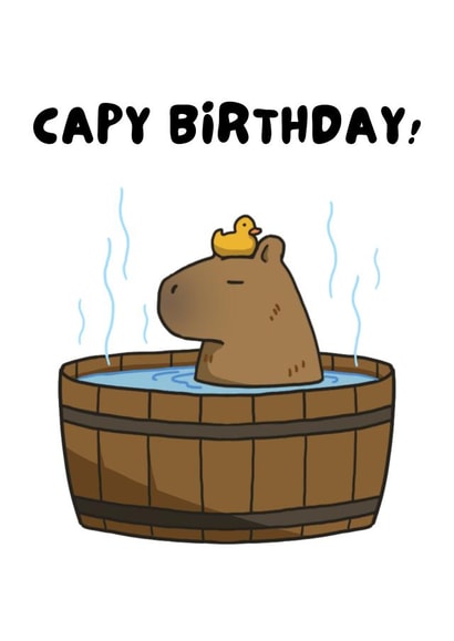 Capybara Happy Birthday Card - Punny Birthday Card created by WittyGoodsShop