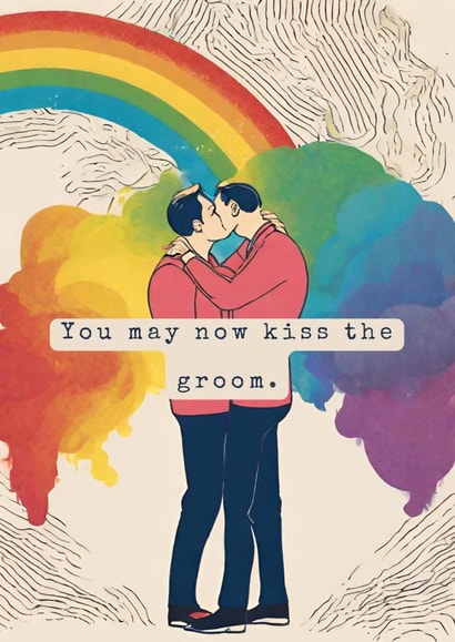 Mr & Mr Gay Rainbow Wedding Card - Kiss the Groom - Happy Couple or Husband created by Tommy Atkins