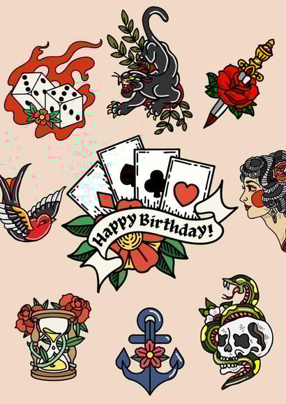 Traditional Tattoo Birthday Card created by Alana Lyman