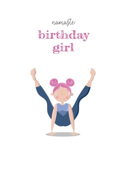 Cute yoga birthday card - for your the yoga lover in your life - namaste created by Pink Pig