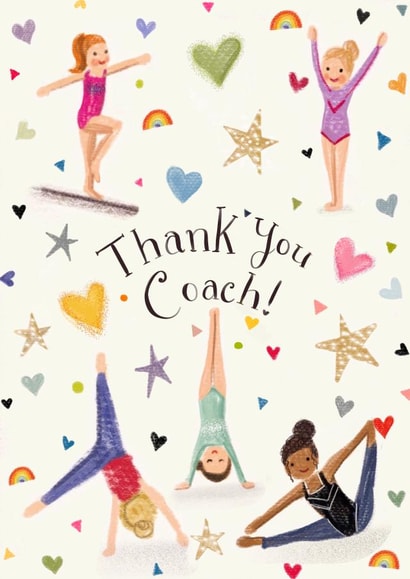 Cute Thank you coach card - Gymnastics - Hand drawn created by Love Lucy Illustration