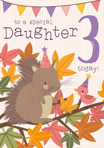 Cute Squirrel Woodland design - 3 Today - for Daughter created by Juniper and Rose Studio