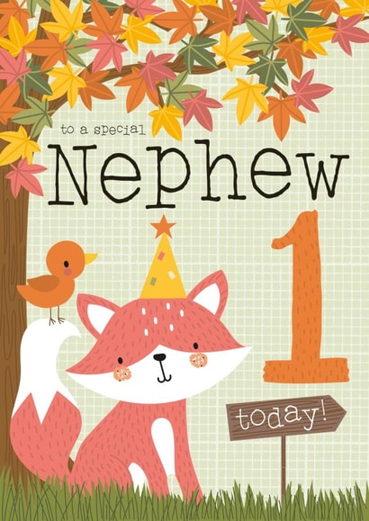Cute Fox Woodland design - 1 Today - for Nephew created by Juniper and Rose Studio