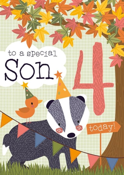Cute Badger Woodland design - 4 Today - for Sons created by Juniper and Rose Studio