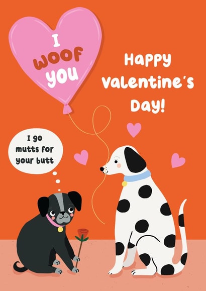 Cute Valentine's Card - Dogs - I Woof You created by Pixie Studio