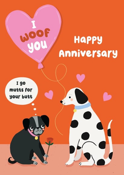 Cute Anniversary Card - Dogs - I Woof You created by Pixie Studio