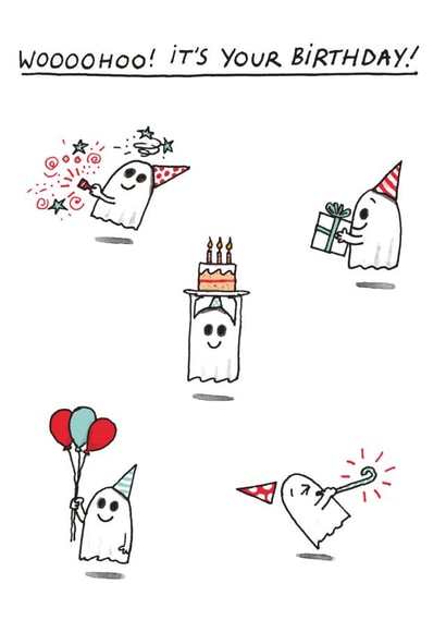 Cute Ghost Birthday Card - Woooohoo! - Halloween created by Cardinky