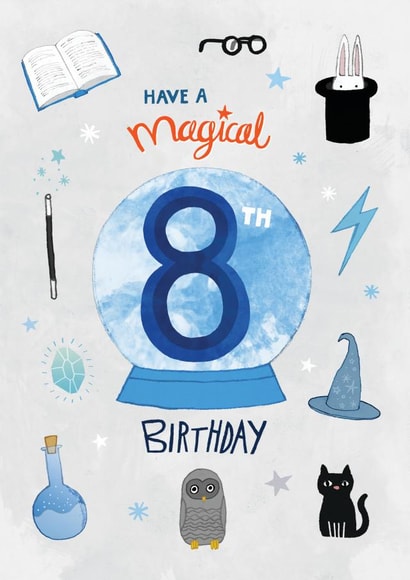 Magical 8th Birthday - Wizards and Magic Card Design created by Pencilface