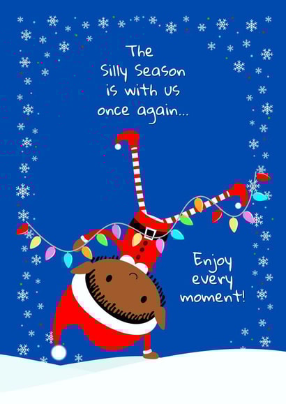 Cute Christmas elf fun in the snow. Perfect for families, children, grandparents created by Ozric's Cards