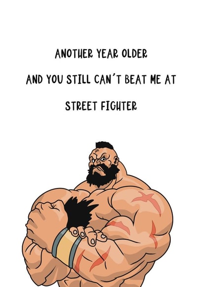 Funny Birthday card - Retro gamer - competitive - streetfighter game created by Wonder illustration