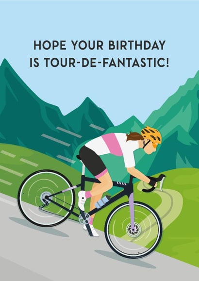 Cycling birthday card - tour de france - cycling pun - bike birthday created by Helen Richmond