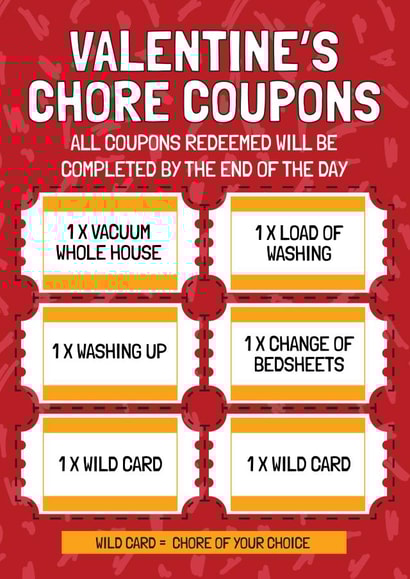 Funny Chore Voucher Card - Valentines Day created by AbiGoLucky
