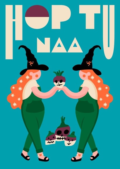 Hop tu Naa Halloween Isle of Man Manx Greeting Card created by Cherbear Creative Studio