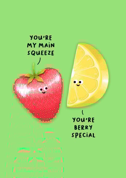 Fun Flirty fruits - Fruit Puns - Anniversary Card created by Back to the drawing board illustration