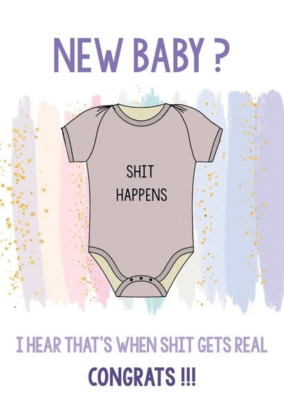 Funny, cheeky New baby arrival card - Cute and humorous card for new mum and dad created by ChrystalWhiteDesigns