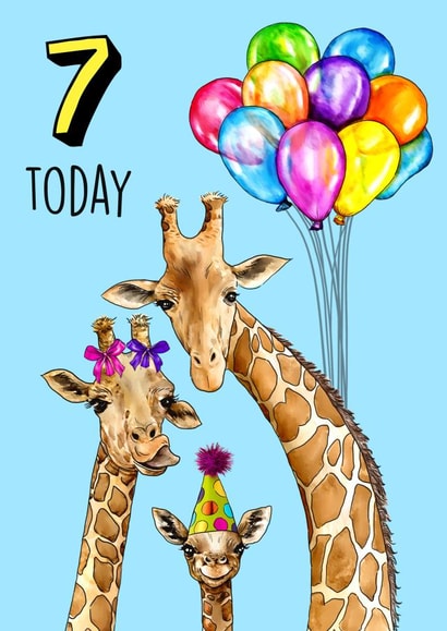 Cute Giraffe Birthday card - 7th Birthday created by Poppy & Mabel
