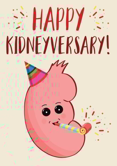 Cute Kidney Transplant anniversary card - Happy Kidneyversary! created by Jasmin