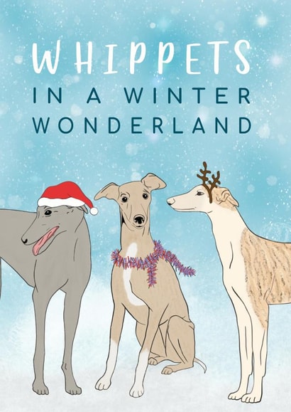 Cute Whippets in a Winter Wonderland Christmas Card created by Jasmin