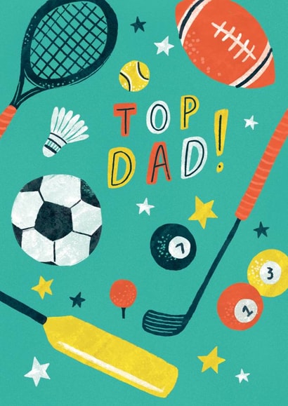 Cute Illustrated Top Dad Card - For Sporty Dads - Father's Day / Birthday created by Paperlink and Meraki Greeting Cards