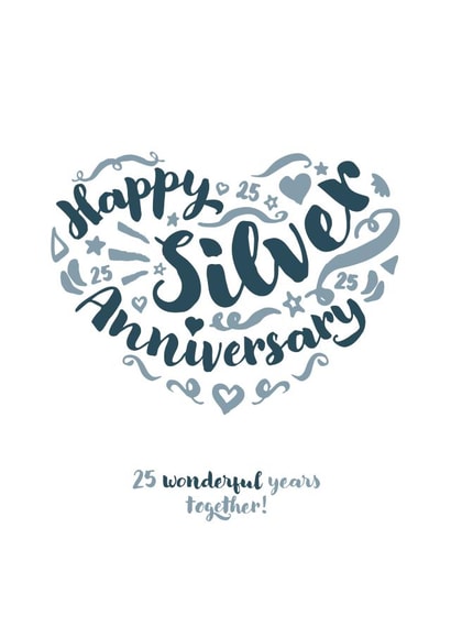 Classic Silver Anniversary card - for your significant other or a special couple created by Fatchair Print