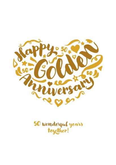 Classic Golden Anniversary card - for your significant other or a special couple created by Fatchair Print