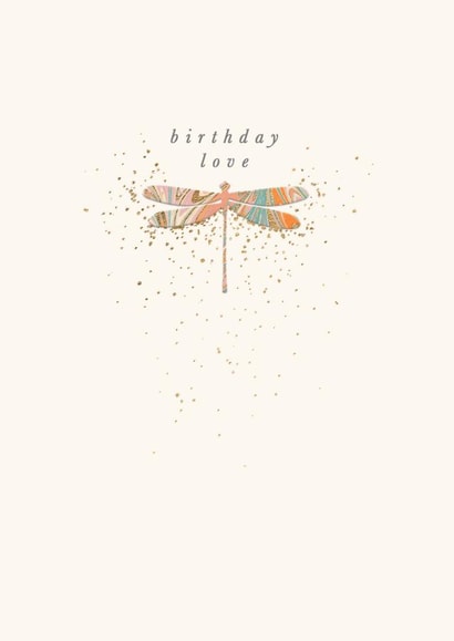 Birthday Love Card - Dragonfly - Marbled Design created by Paperlink and Meraki Greeting Cards