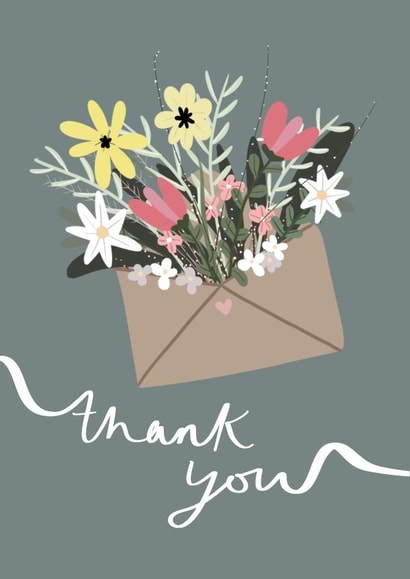 Cute Thank You Card - Floral Thank You Card - Calligraphy Thank You Card created by Lana Boo