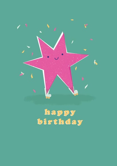Cute Star Birthday Card - Roller Skates created by Paperlink and Meraki Greeting Cards