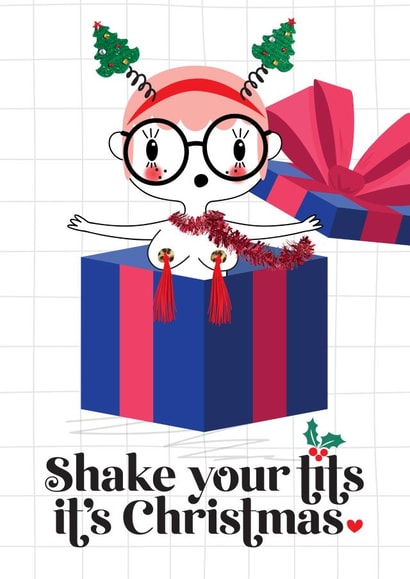 Rude Christmas Card - for Significant Other - Shake your tits it's Christmas created by Mrs Best Paper Co.