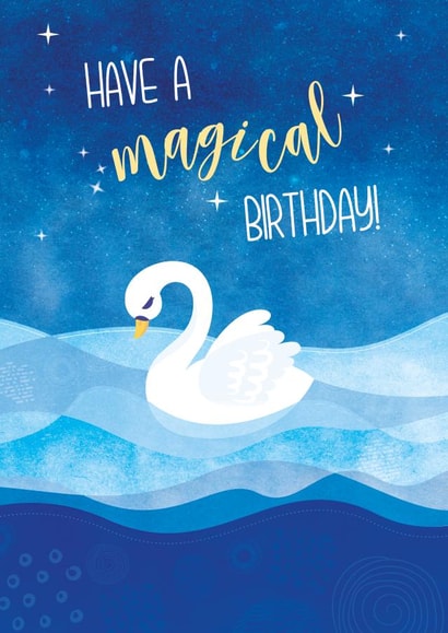 Pretty Magical birthday card - swan & stars created by krissii.graphics