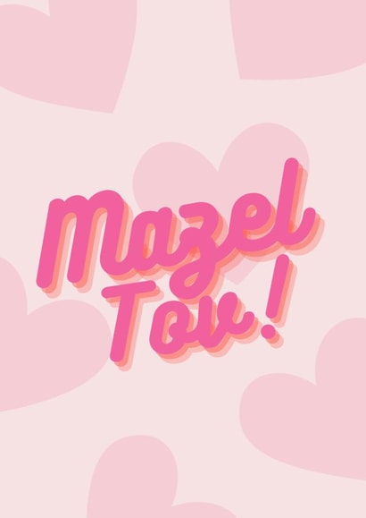 Retro Mazel Tov Card with Pink Hearts created by Bella Jacob