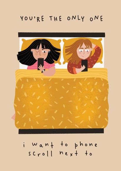 Relatable Phone in Bed Card - LGBTQ+ - Valentine's Day created by AbiGoLucky