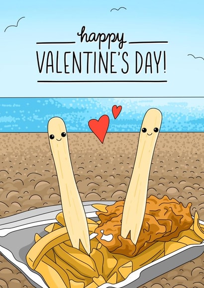Cute Fish and Chips -  Valentine's day card created by Evie Garnett Designs