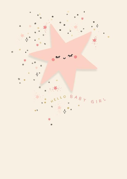 Cute Hello Baby Girl Card - New Baby - Congratulations created by Paperlink and Meraki Greeting Cards