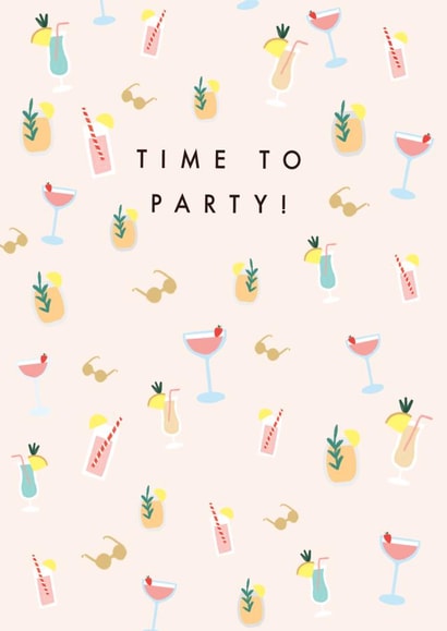 Time To Party - Cocktail Card - Birthday created by Paperlink and Meraki Greeting Cards