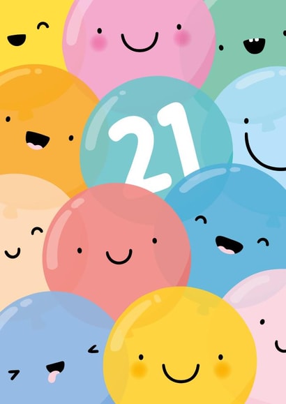 Funny 21st Birthday Card - Happy Balloons created by Fliss Muir