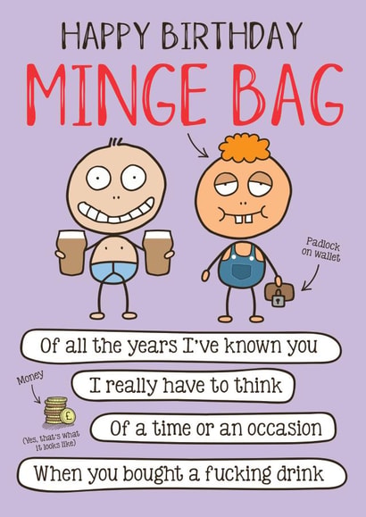 Funny Birthday card - for the friend who don't like to spend created by Liverpool Card Studio