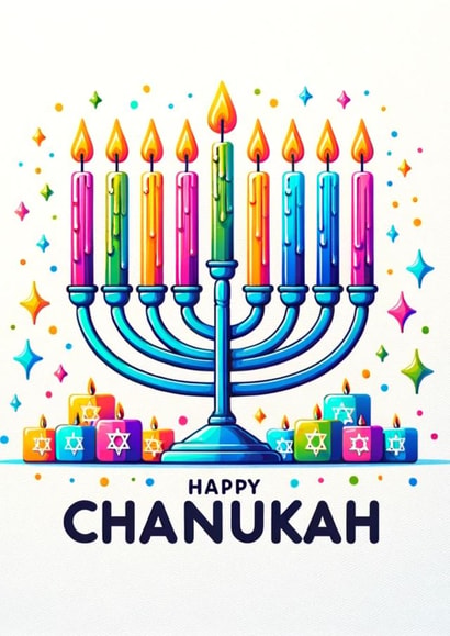 Happy Chanukah! - Colourful Menorah card - Hanukka created by MonkeyChops Design