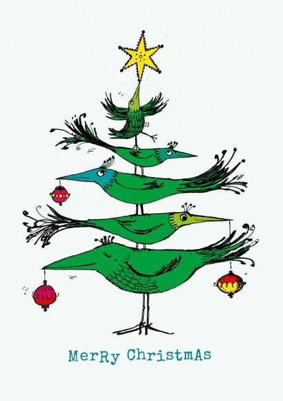 Quirky Christmas card - Incredible Tree Of Birds created by Paper Bird