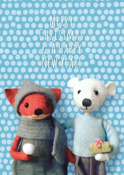 Cute Christmas card - fox and polar bear - Snowball. created by Paper Bird