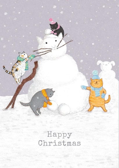 Cute Christmas design of kittens making a snowcat - Snowcat created by Paper Bird