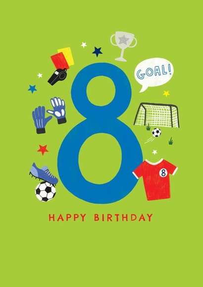 8th Birthday Football Card - Footballer - 8 Years Old Today created by Paperlink and Meraki Greeting Cards